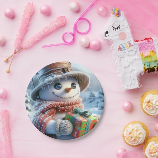 Snowman mit Geschenk, Weihnachten, Autor Natasha U Pappteller (Party)