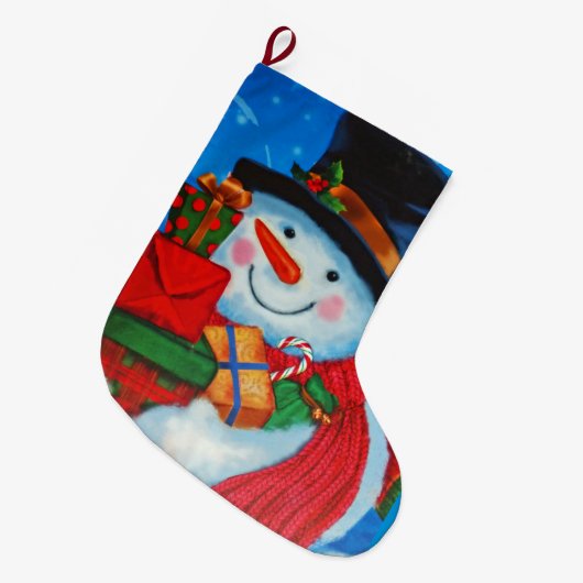 Snowman mit Geschenken Großer Weihnachtsstrumpf (Vorderansicht (hängend))