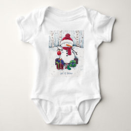 Snowman mit Geschenken in Aquarellfarbe Baby Strampler