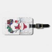 Snowman mit Geschenken in Aquarellfarbe Gepäckanhänger (Vorderseite horizontal)