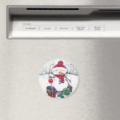 Snowman mit Geschenken in Aquarellfarbe Magnet (In Situ (Geschirrspüler))