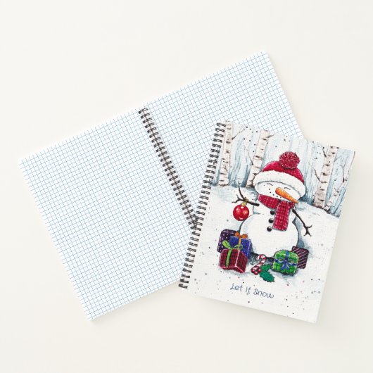 Snowman mit Geschenken in Aquarellfarbe Notizblock (Innenseite)