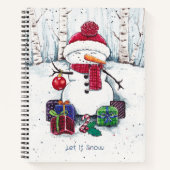 Snowman mit Geschenken in Aquarellfarbe Notizblock (Vorderseite)