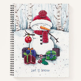 Snowman mit Geschenken in Aquarellfarbe Notizblock