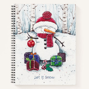 Snowman mit Geschenken in Aquarellfarbe Notizblock