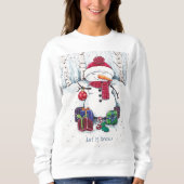 Snowman mit Geschenken in Aquarellfarbe Sweatshirt (Vorderseite)