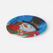 Snowman mit Geschenken Pappteller (Schrägansicht)