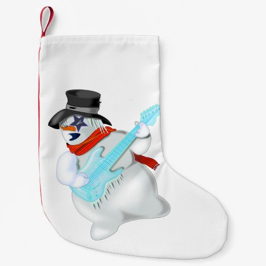 Snowman mit Gitarre Funny Weihnachtsweihnachtsmann Kleiner Weihnachtsstrumpf (Vorderseite)