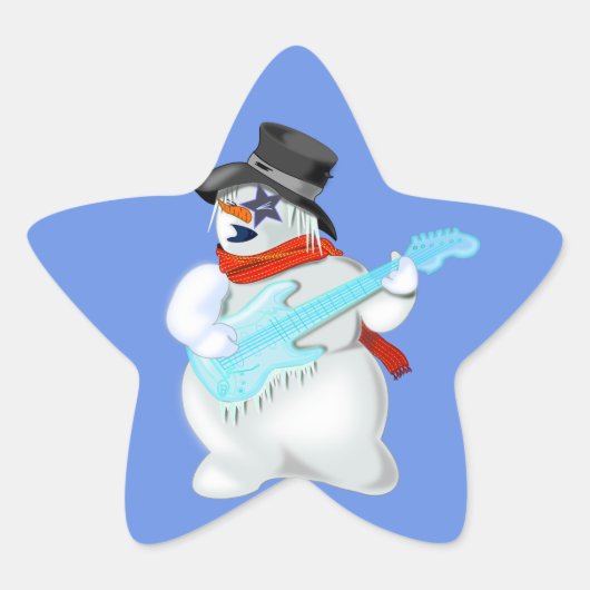 Snowman mit Gitarrenaufkleber - individuell anpass Stern-Aufkleber (Vorderseite)
