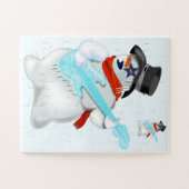 Snowman mit Guitar Jigsaw Puzzle Geschenk (Horizontal)