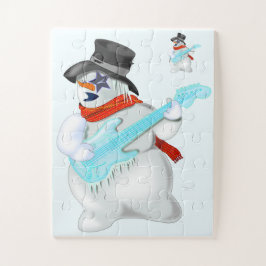 Snowman mit Guitar Jigsaw Puzzle Geschenk