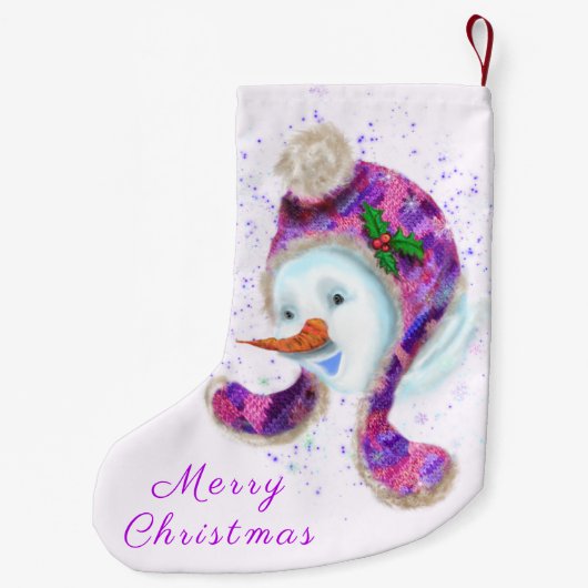 Snowman mit Hat Christmas Strumpf Kleiner Weihnachtsstrumpf (Rückseite)