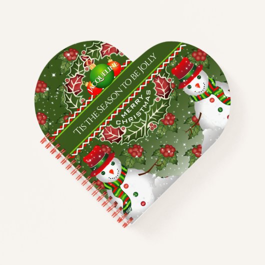 Snowman mit Holly Berries und DEINEM NAMEN auf GRE Notizblock (Vorderseite)