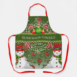 Snowman mit Holly Berries und DEINEM NAMEN auf GRE Schürze