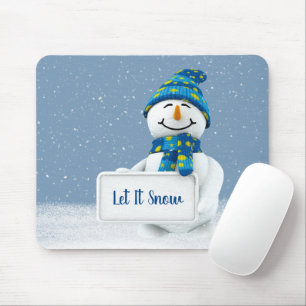 Snowman mit LET IT SNOW Sign Mousepad