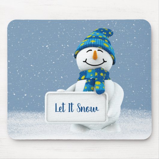 Snowman mit LET IT SNOW Sign Mousepad (Vorne)