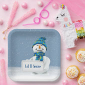 Snowman mit LET IT SNOW Sign Pappteller (Party)