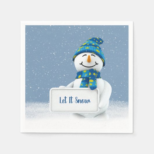 Snowman mit Let It Snow Sign Serviette (Vorderseite)