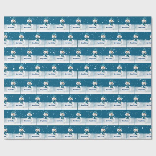 Snowman mit MERRY CHRISTMAS-Zeichen Geschenkpapier (Flach)