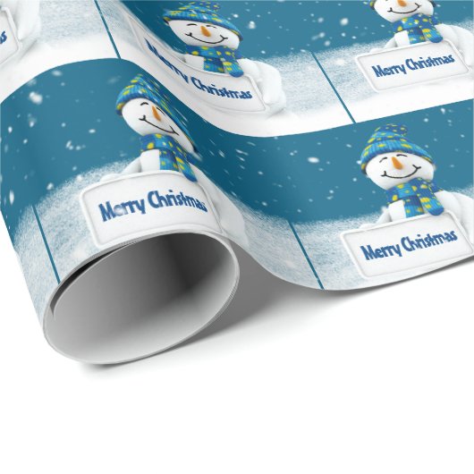 Snowman mit MERRY CHRISTMAS-Zeichen Geschenkpapier (Rolleneckpunkt)