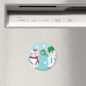 Snowman mit Mistletoe, der einen Kuss Will Magnet (In Situ (Geschirrspüler))
