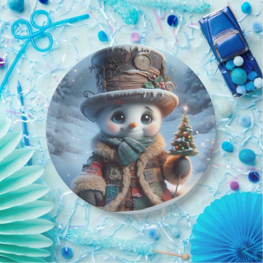 Snowman mit Neujahrsbaum, Weihnachten, Autor Nat Pappteller (Party)