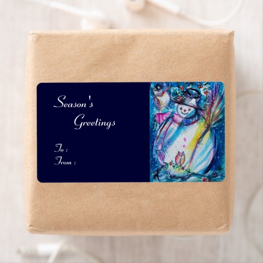 SNOWMAN MIT OWL , weiß blau rot (Insitu)