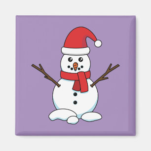 Snowman mit Red Bonnet und Scarf Magnet