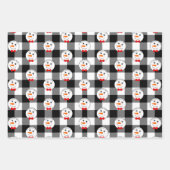 Snowman mit Red Bowtie Black Buffalo Kariert Trim Geschenkpapier Set (Vorderseite)