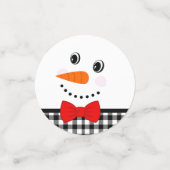 Snowman mit Red Bowtie Black Buffalo Kariert Trim, Konfetti (Klein Vorderseite)