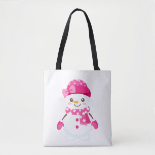 Snowman mit rosa Hut und Scarf Tasche