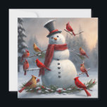 Snowman mit Roten Kardinälen Snowy<br><div class="desc">Schneemann mit Roten Kardinälen Snowy Holiday</div>