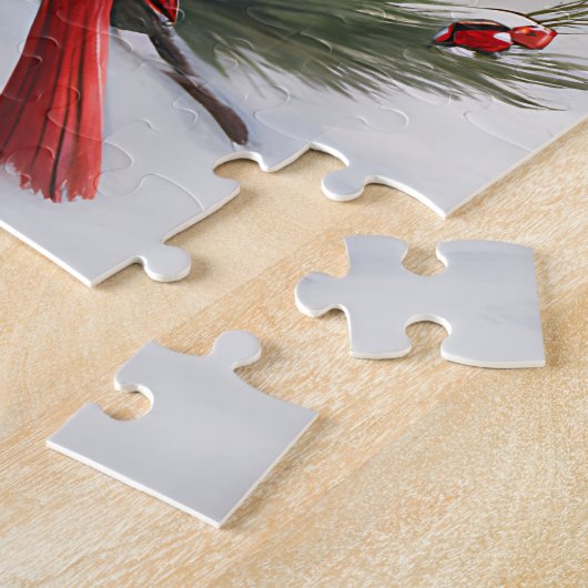 Snowman mit Roten Kardinälen Snowy Puzzle (Seite)