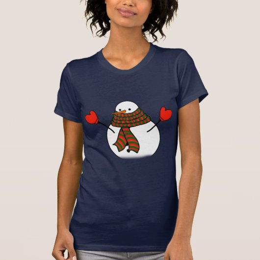 Snowman mit roten Mitten und einem langen Scarf T-Shirt (Vorderseite)