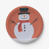 Snowman mit Scarf Pappteller (Vorderseite)