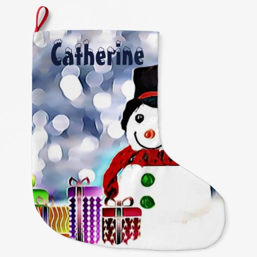Snowman mit seinen Geschenken Großer Weihnachtsstrumpf (Vorderseite)