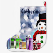 Snowman mit seinen Geschenken Großer Weihnachtsstrumpf (Rückseite)