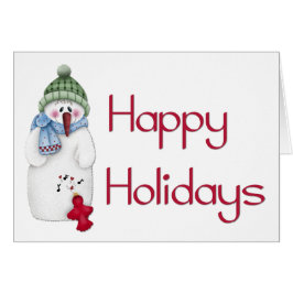 Snowman mit Singing Birdie - Happy Holidays Card