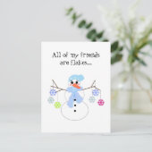 Snowman mit Snowflake Friends Postkarte (Stehend Vorderseite)