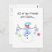 Snowman mit Snowflake Friends Postkarte (Vorne/Hinten)