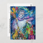 SNOWMAN MIT SPIELZEUGEN, weiß, blau Postkarte (Vorne/Hinten)
