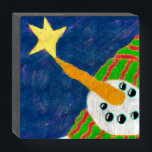 Snowman mit Star Abstrakt Art Holzkisten Schild<br><div class="desc">Mein funky abstraktes Bild eines Schneemanns mit einem Stern auf seiner Karottennase macht dieses Holzkastenzeichen zu einem farbenfrohen Werk der Weihnachtskunst!</div>