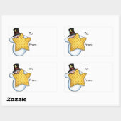 Snowman mit Star - Geschenketiketten Rechteckiger Aufkleber (Blatt)