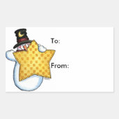 Snowman mit Star - Geschenketiketten Rechteckiger Aufkleber (Vorderseite)