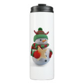Snowman mit Sternen in der Hand Thermosbecher (Vorderseite)