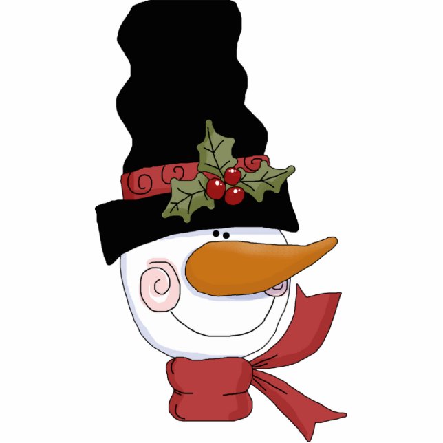 Snowman mit Stovepipe-Hut-Ornament Fotoskulptur Ornament (Vorne)