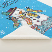 Snowman mit Strümpfen Fleece Sherpa Blanket Sherpadecke (3/4)