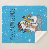 Snowman mit Strümpfen Fleece Sherpa Blanket Sherpadecke (Vorderseite (Horizontal))