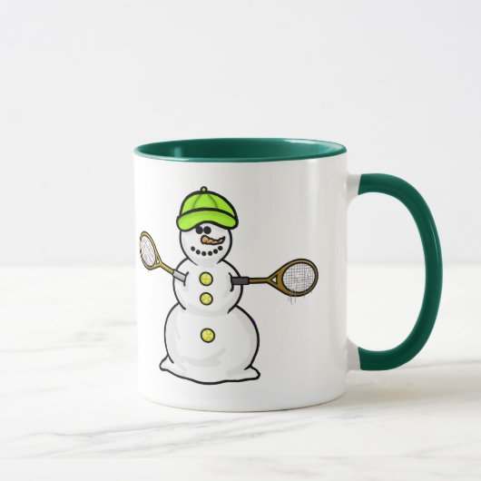 Snowman mit Tennis Rackets Weihnachtsfeierlichkeit Tasse (Rechts)