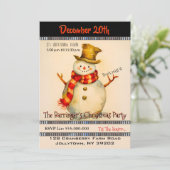Snowman mit Top Hat Christmas Party Einladung (Stehend Vorderseite)